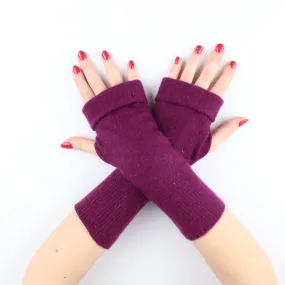 Aubergine Purple Flecked Fingerless Gloves