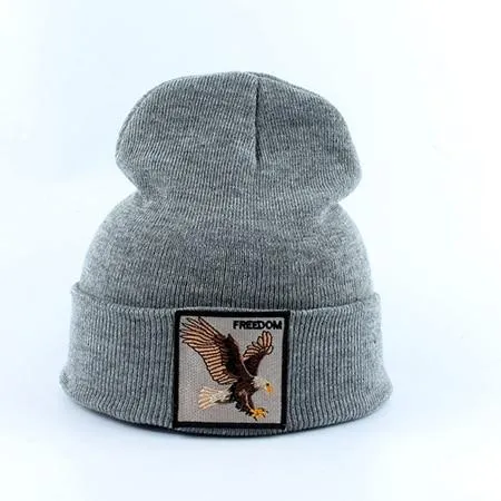 Beanie Wolf Embroidery Winter Hats Knitted Beanies For Women