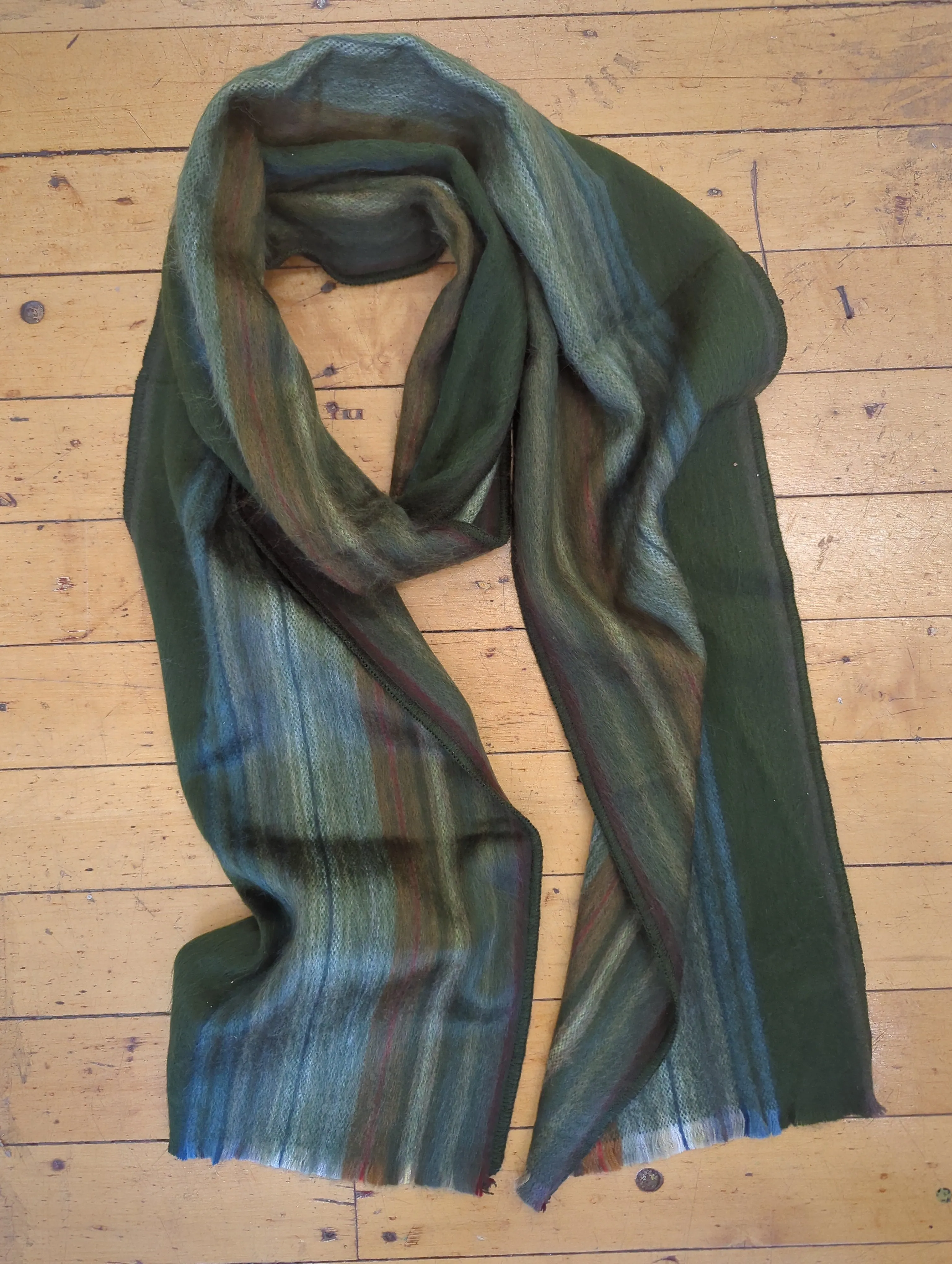 Brushed Alpaca Skinny Stripe Scarf