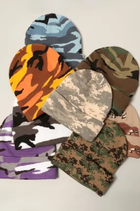 Camouflage Patterns Cuff Knitted Beanie Hat