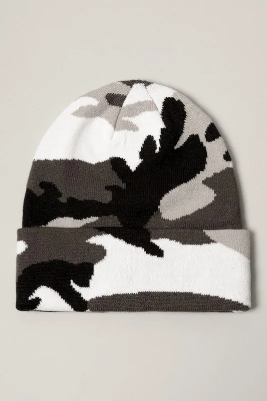 Camouflage Patterns Cuff Knitted Beanie Hat