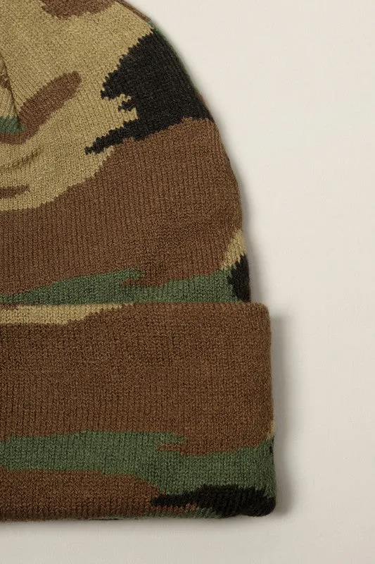 Camouflage Patterns Cuff Knitted Beanie Hat