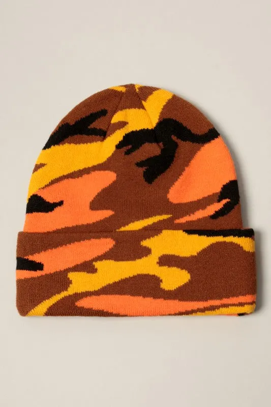 Camouflage Patterns Cuff Knitted Beanie Hat