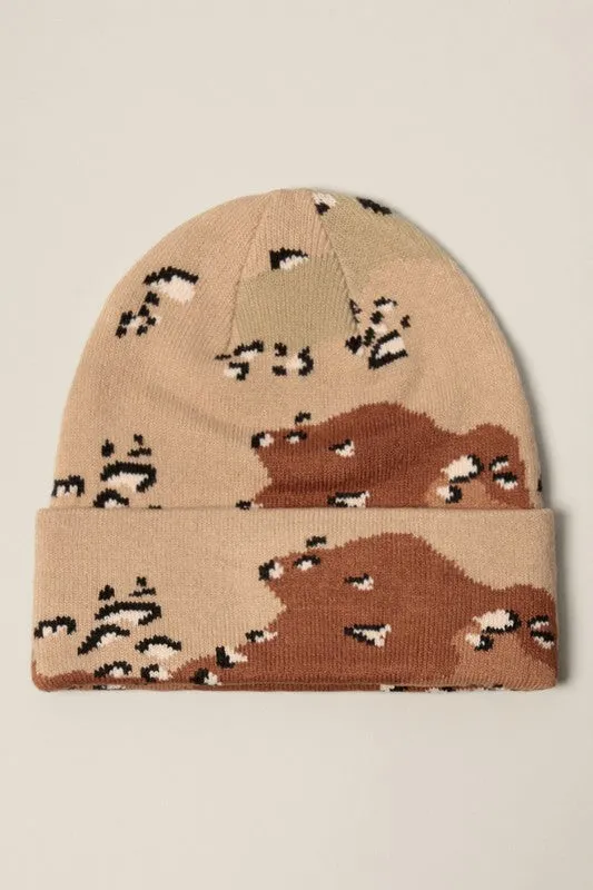 Camouflage Patterns Cuff Knitted Beanie Hat