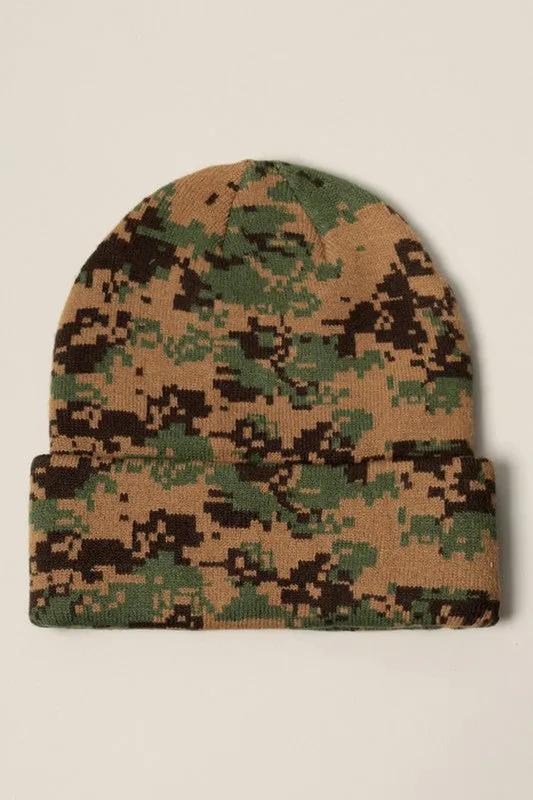 Camouflage Patterns Cuff Knitted Beanie Hat