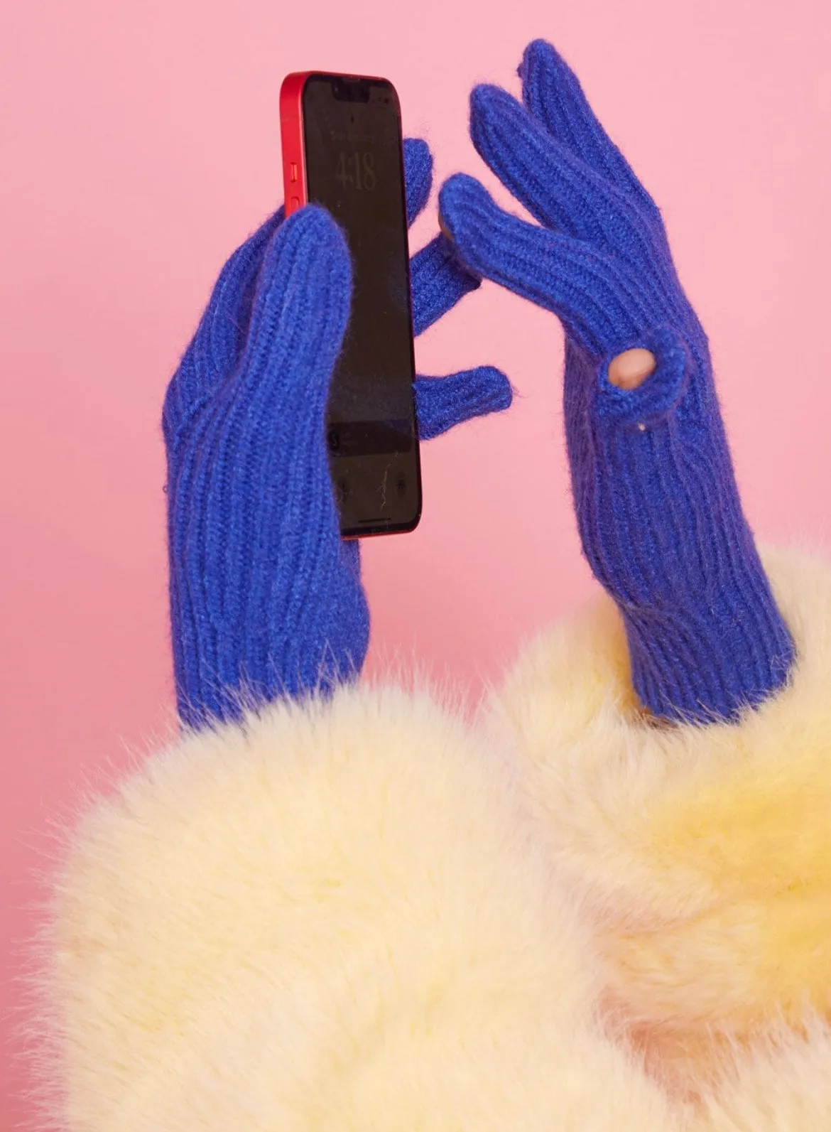 Cashmere Blend Knitted Gloves | Blue