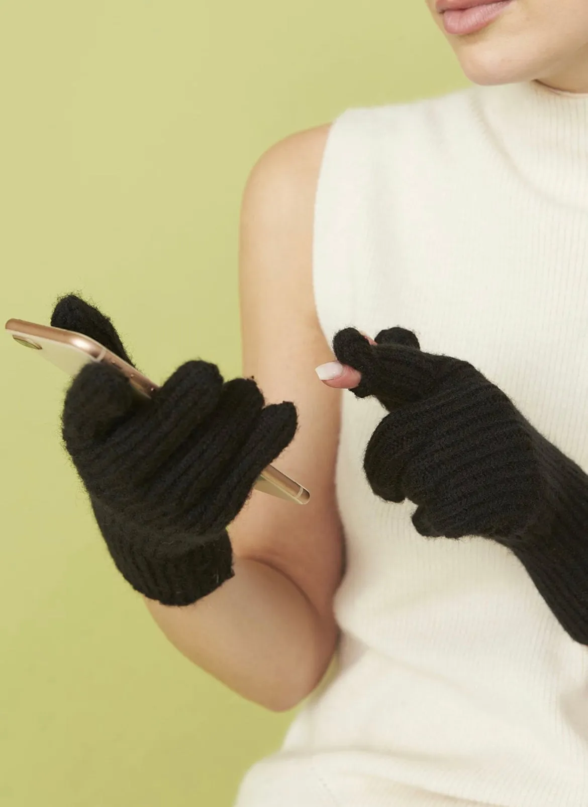 Cashmere Blend Knitted Gloves | Blue