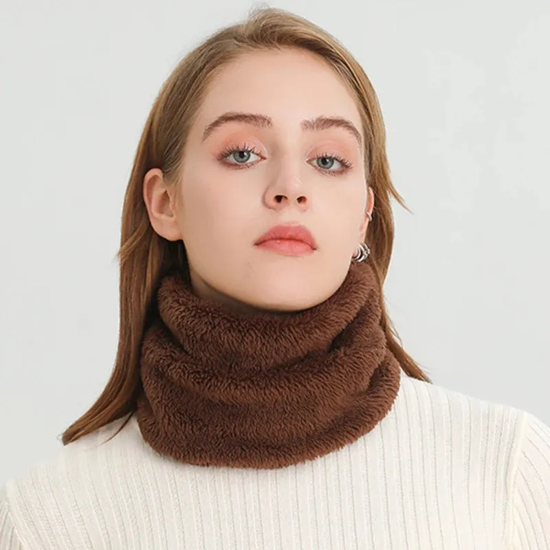 Cashmere Warm Color Ring Solid Plush Thick Outdoor Sports Neckerchief Muffler Scarf