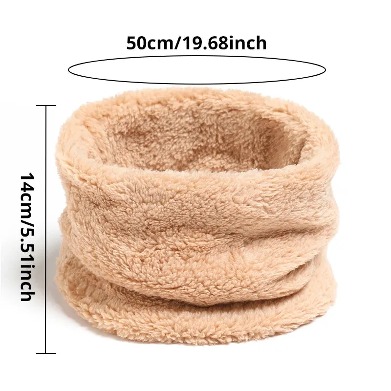 Cashmere Warm Color Ring Solid Plush Thick Outdoor Sports Neckerchief Muffler Scarf