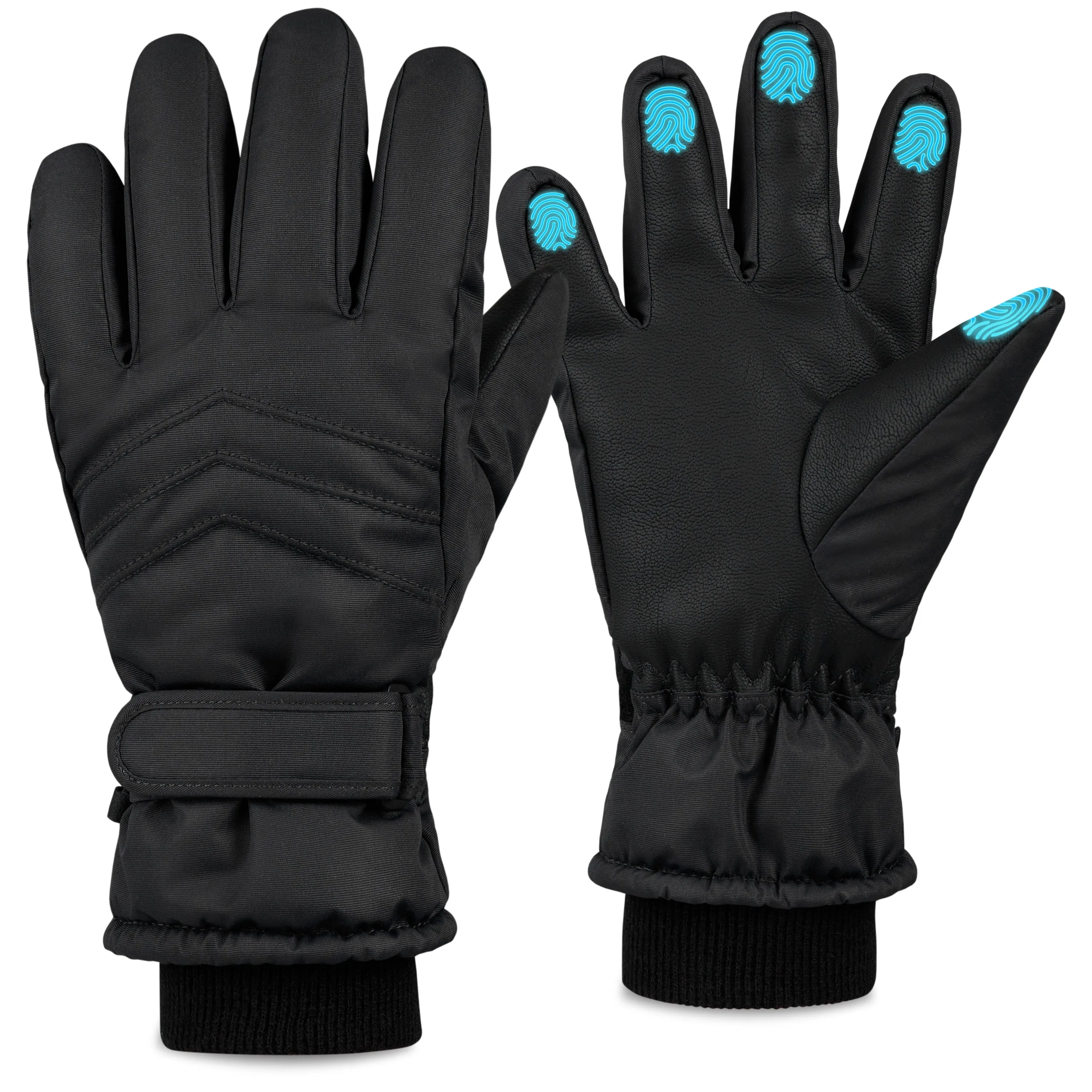 CityComfort Kids Skiing Gloves - Fleece Lined Touch Screen Gloves