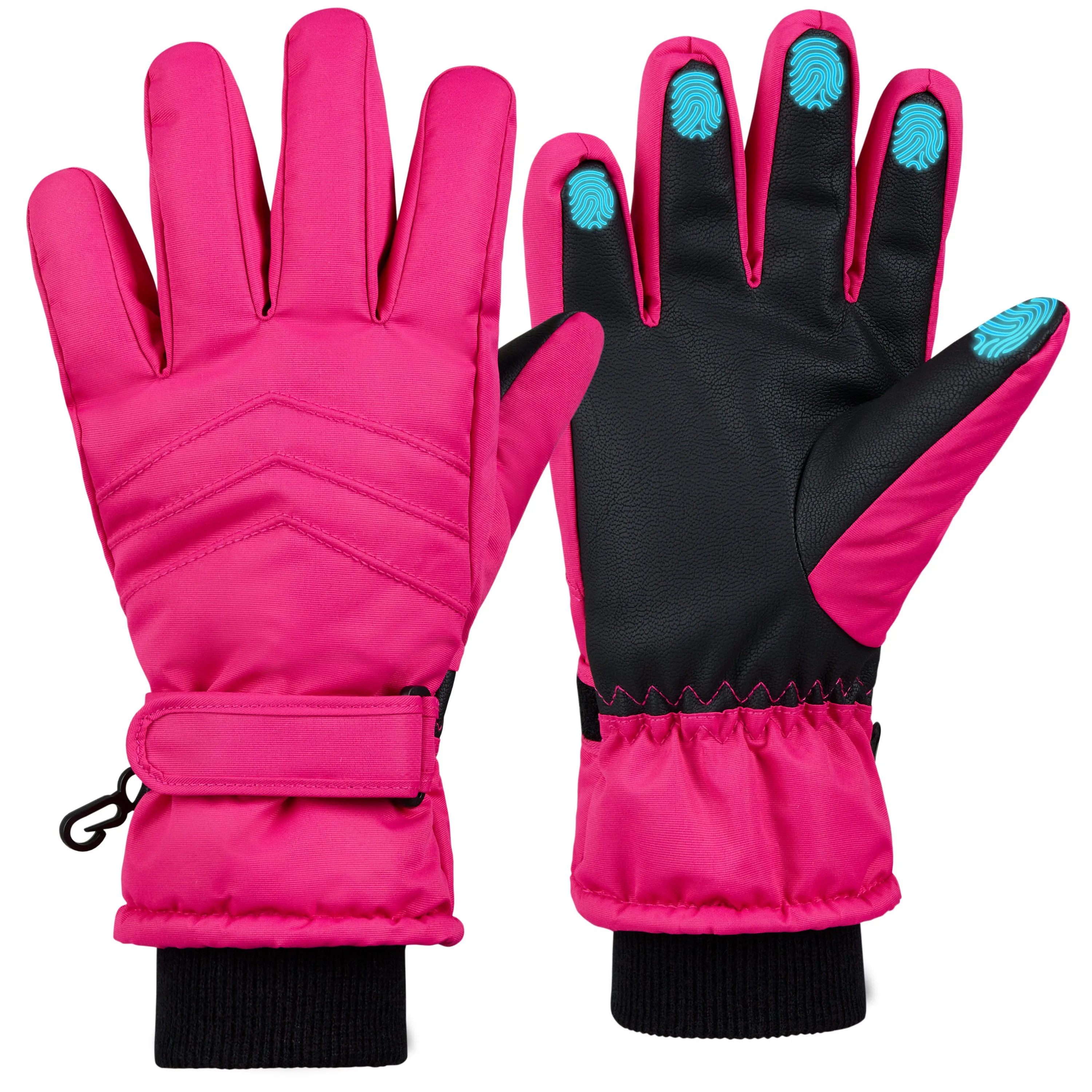 CityComfort Kids Skiing Gloves - Fleece Lined Touch Screen Gloves