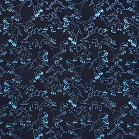 Cloud Cuddle® Print - Dino Electric Blue Minky Yardage