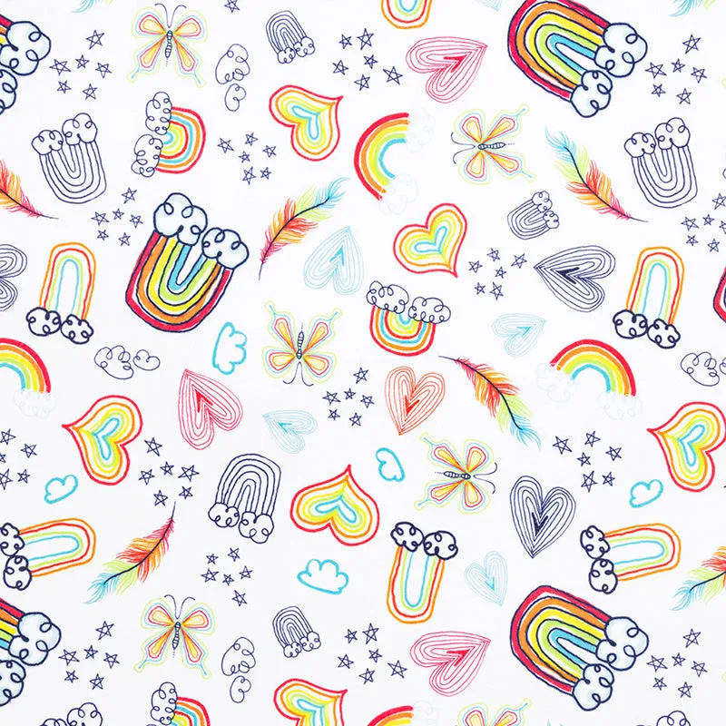 Cloud Cuddle® Print - Doodles Rainbow Minky Yardage