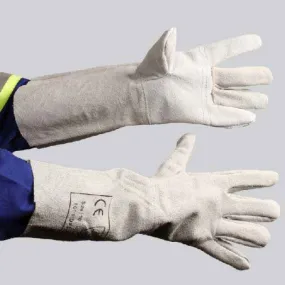 GRANGE CHROME LEATHER GLOVE - ELBOW LENGTH (DOUBLE PALM)