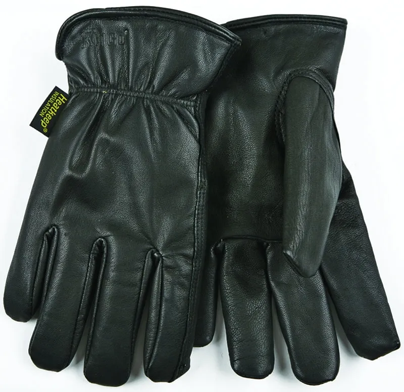 Heatkeep 93HK-XL Driver Gloves, Men's, XL, 10-1/4 in L, Keystone Thumb, Easy-On Cuff, Goatskin Leather, Black :PR: QUANTITY: 1