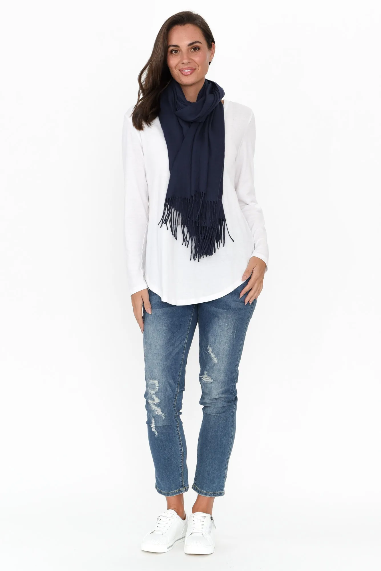 Heta Navy Cotton Pashmina Scarf