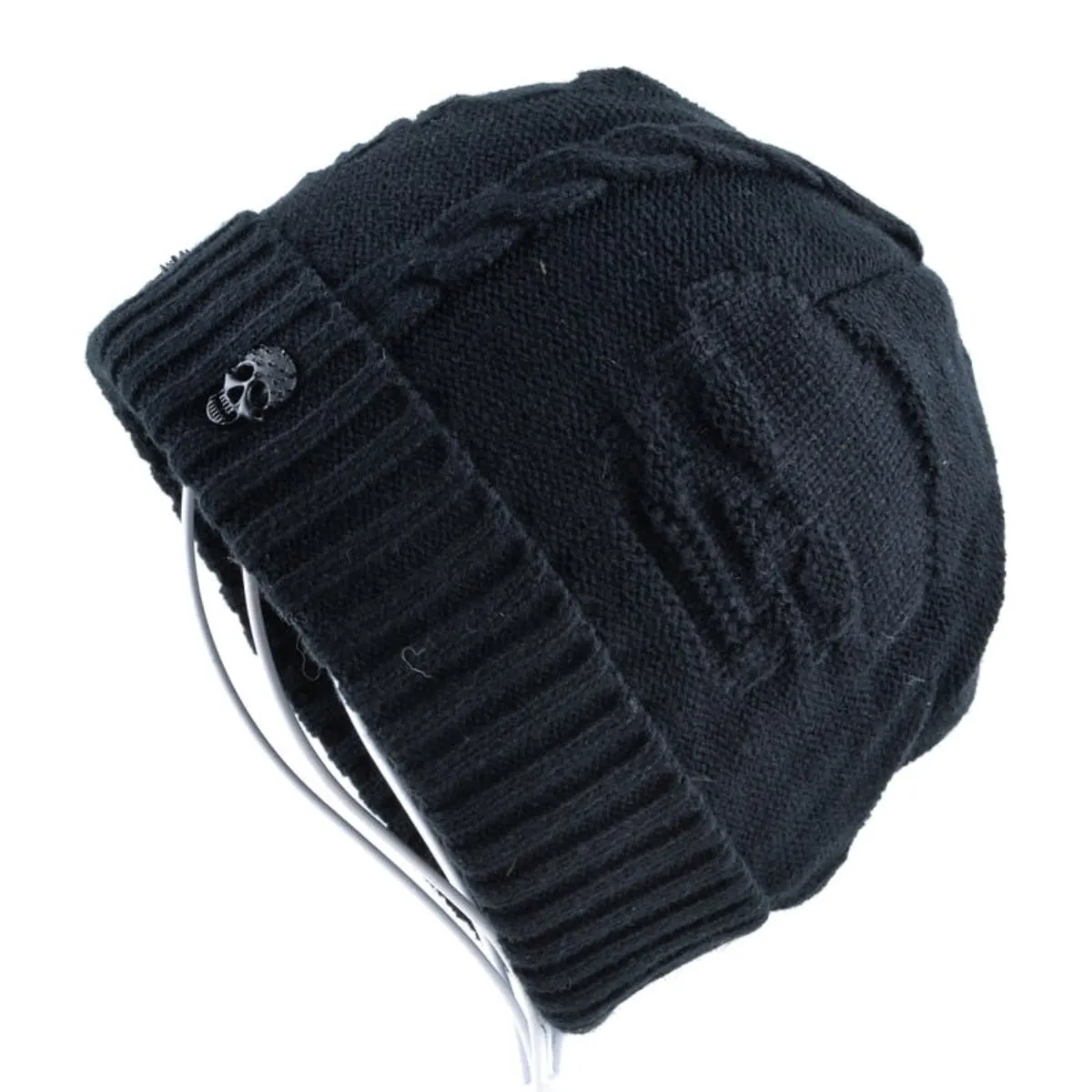 Knitted Skull Pattern Beanie Hat