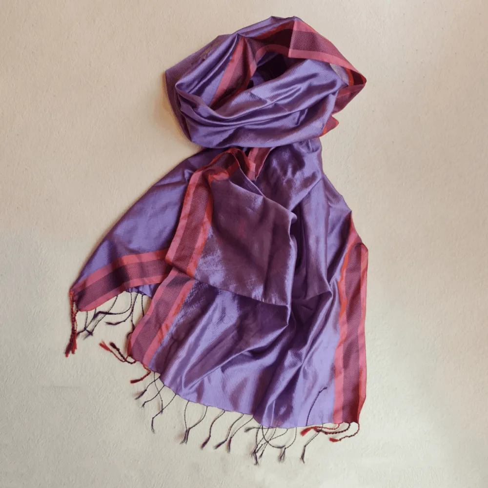 Mauve Sunset Handwoven Silk-Cotton Scarf/Stole