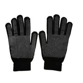 Men's Plain Thermal Knit Warm Winter Gloves 3 Pairs - Various Styles (Black Gripper Full)