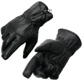 Milwaukee Leather MG7575 Men's Black Premium Leather Long Wrist Gloves with Zipper Top