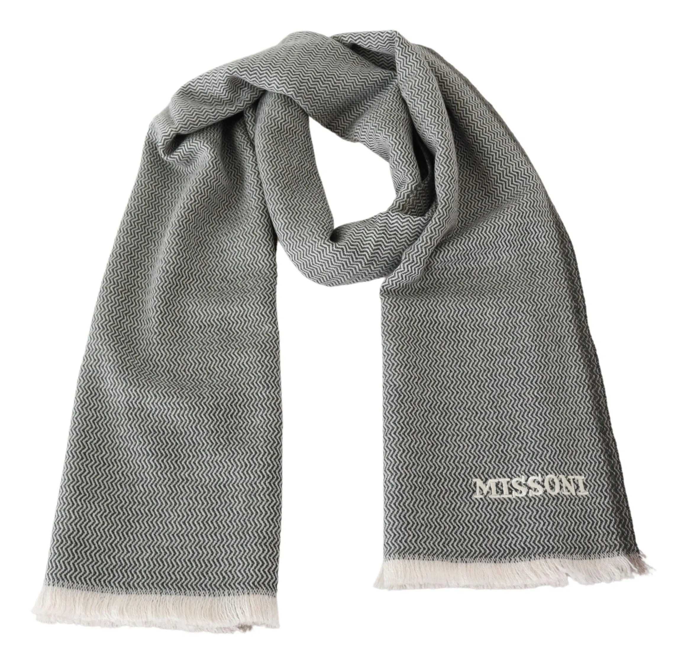 Missoni Plush Zigzag Cashmere Scarf in Gray