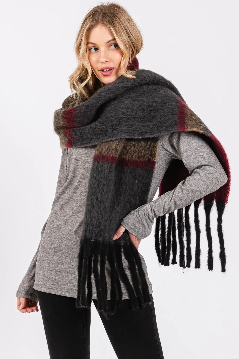 MS0391 Shawna Brushed Multi Color Stripe Scarf