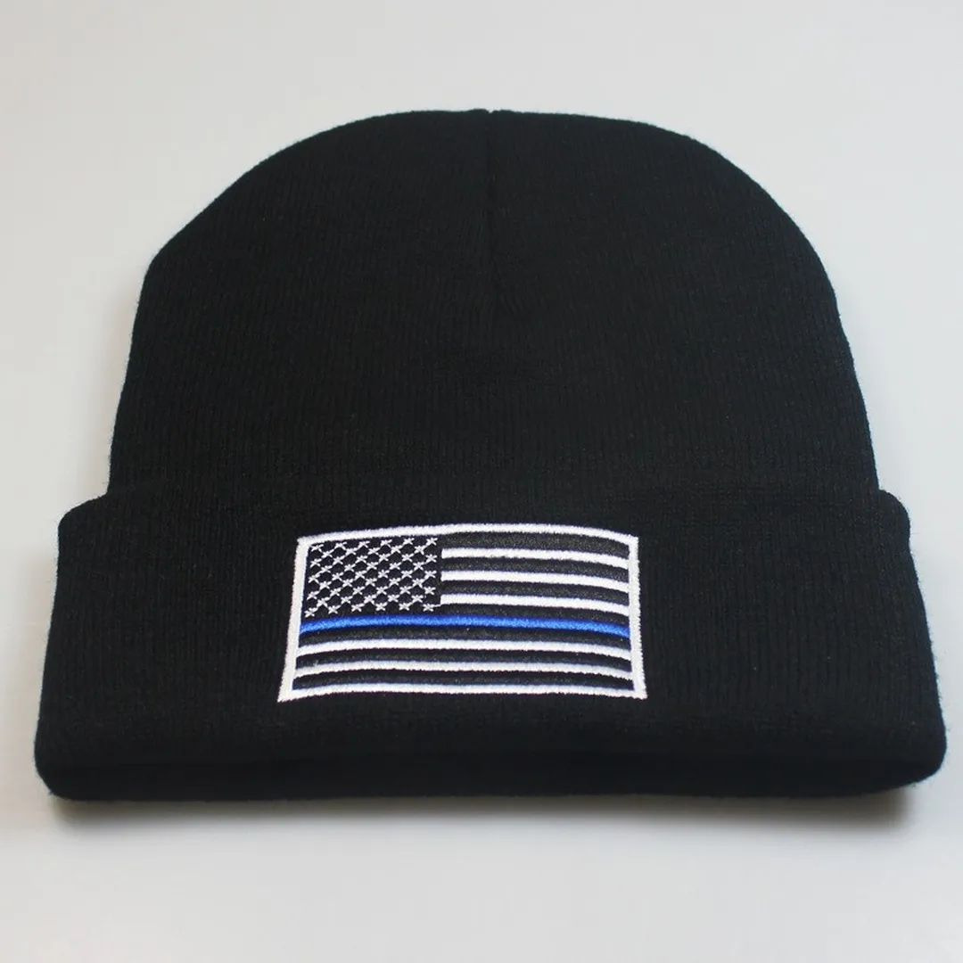 NEWBLOM  American Popular Flag Embroidered Knit Hat