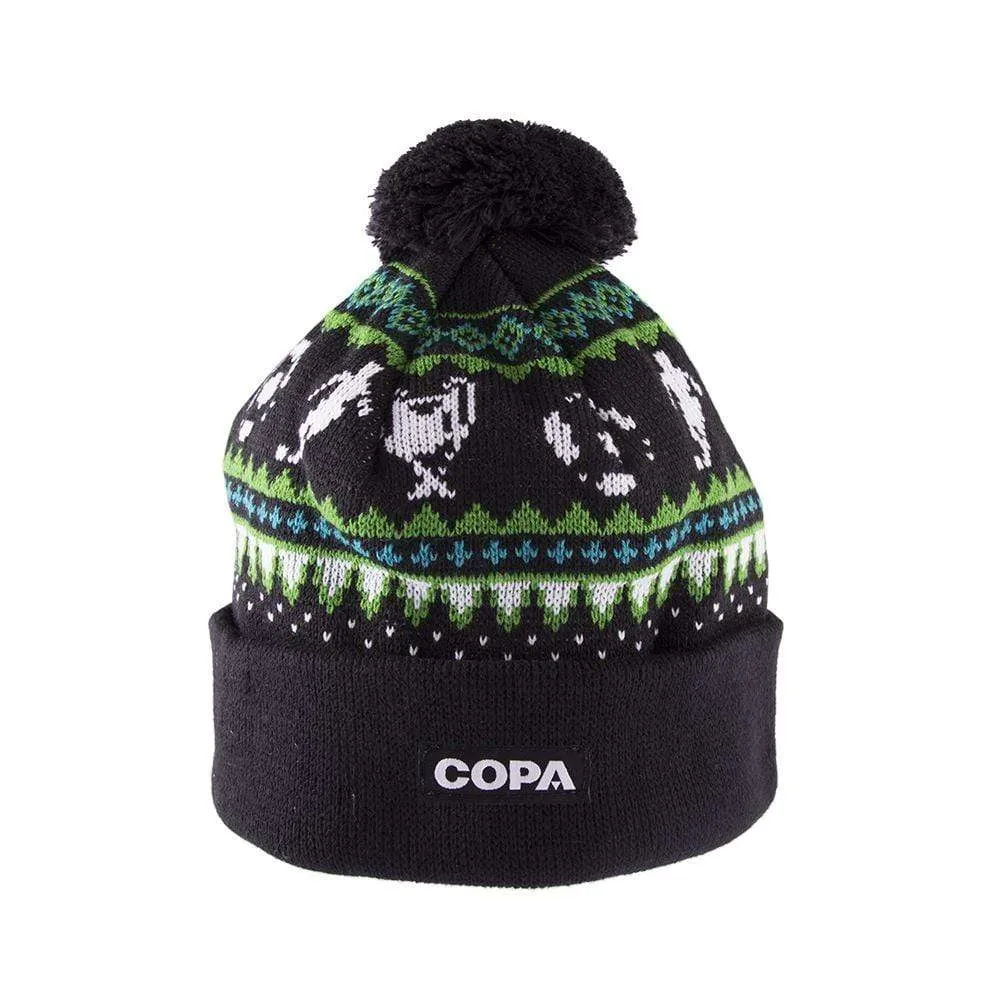 Nordic Knit Bobble Hat | Black-Green-Blue-White