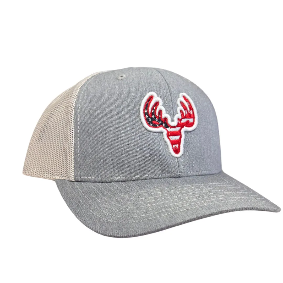 Patriotic Buck Snapback- Grey/ Light Grey