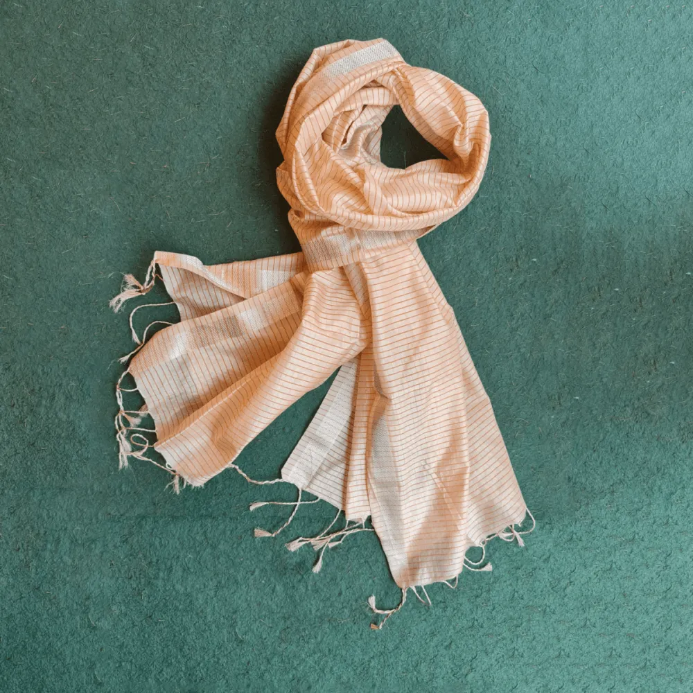 Peach With Light Stripes Handwoven Scarf/Stole