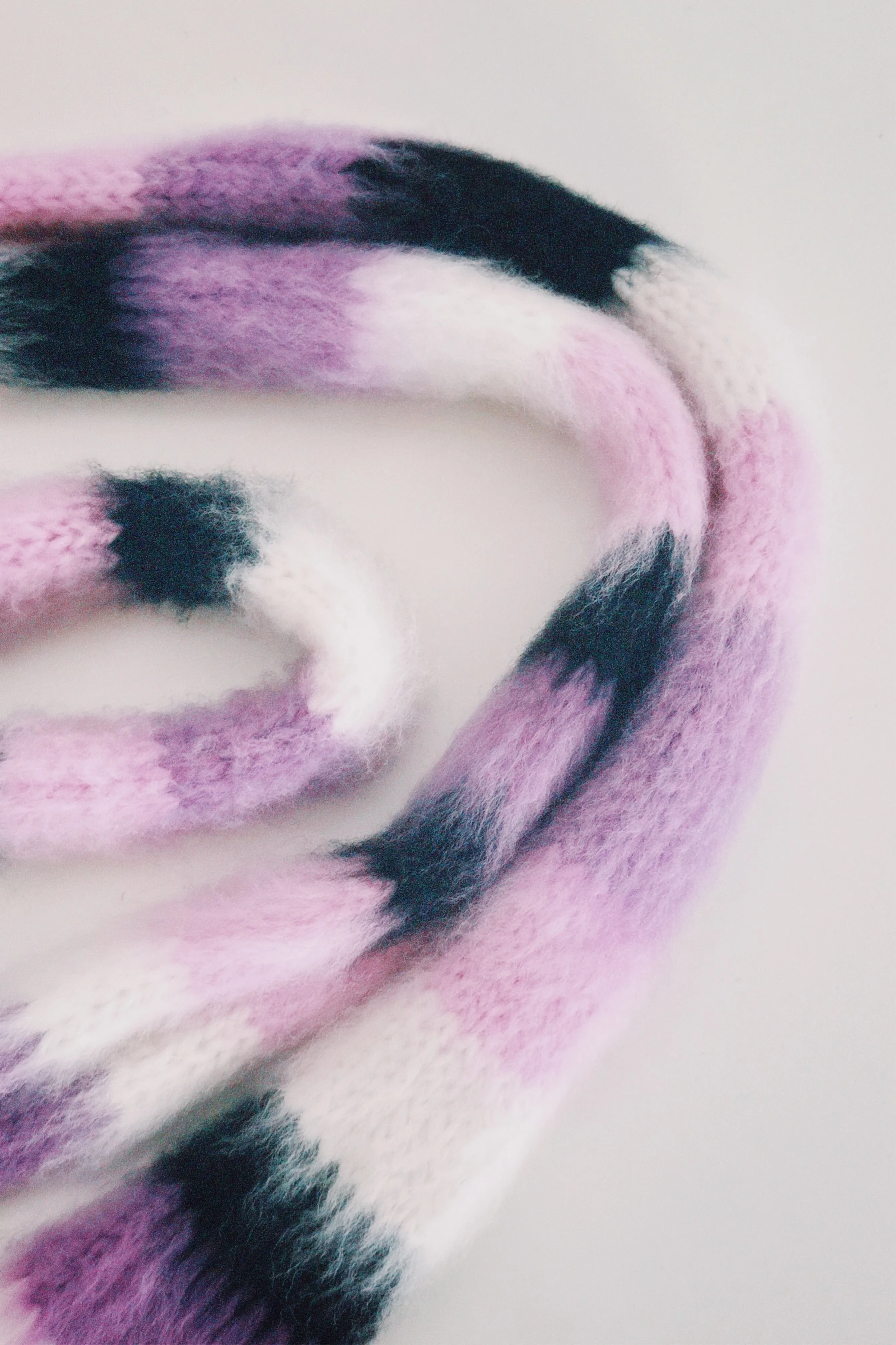 Pink, Purple, Black and Ivory Skinny Scarf