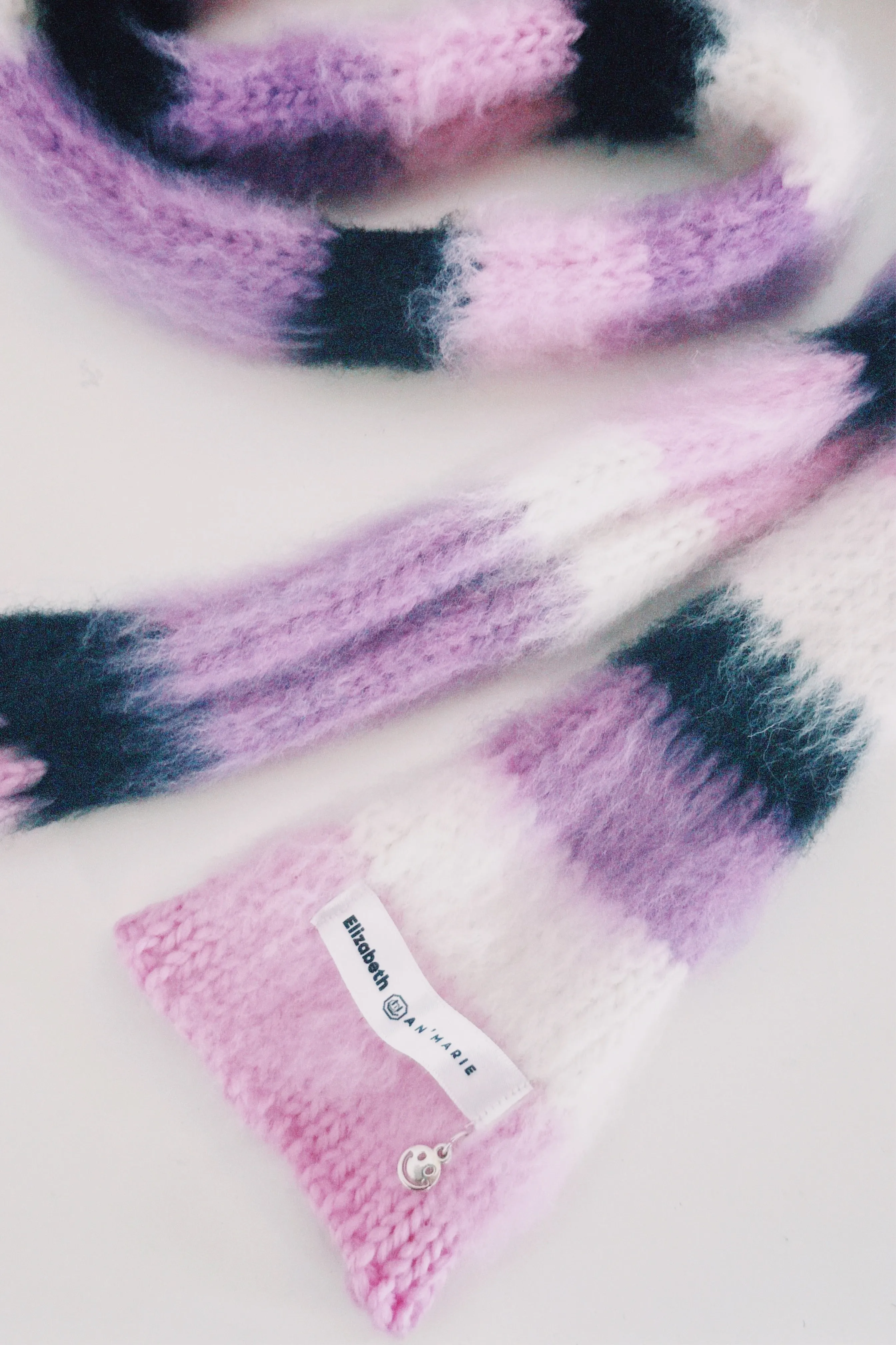 Pink, Purple, Black and Ivory Skinny Scarf