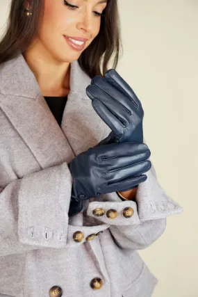 Polly Leather Gloves In Navy