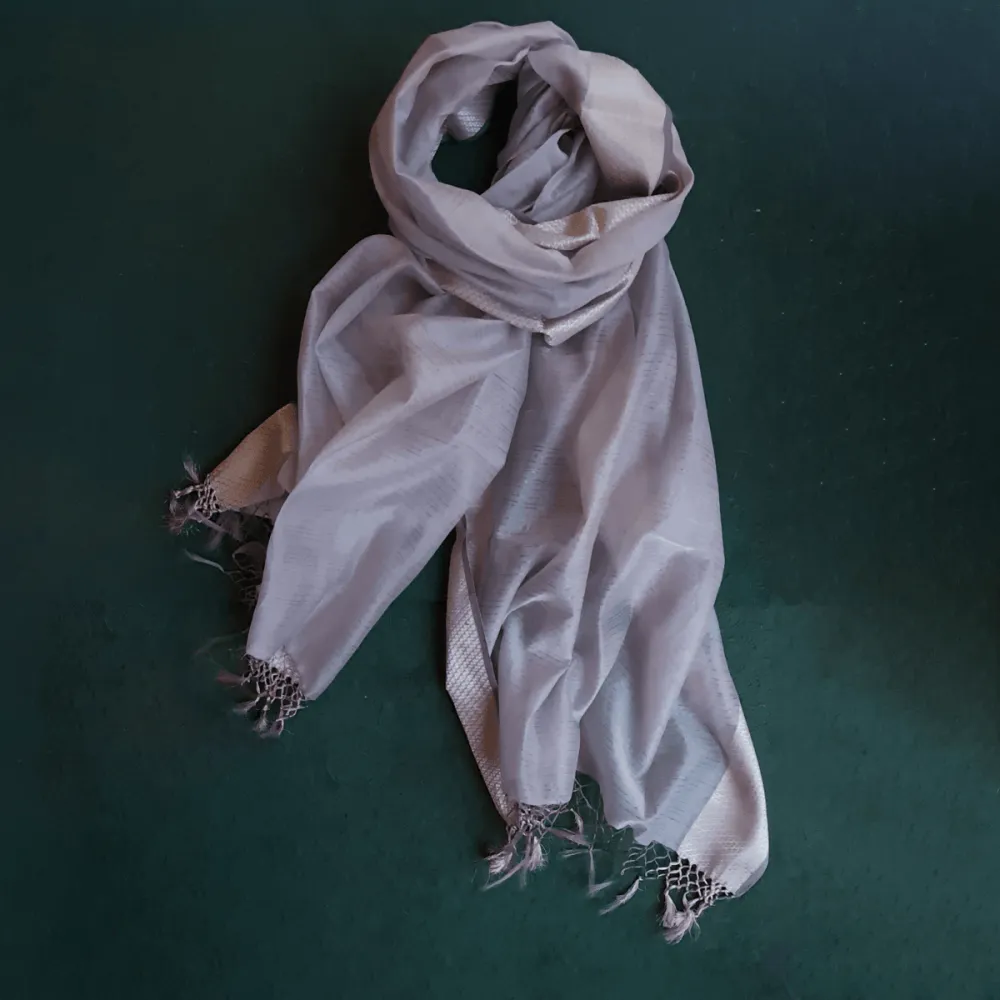 Silver Handwoven Silk-Cotton Scarf/Stole