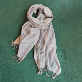 Silver Handwoven Silk-Cotton Scarf/Stole