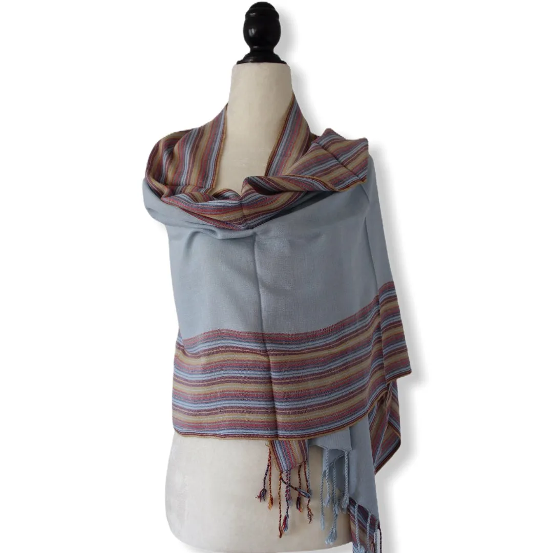 Striped-frame Handwoven Scarf