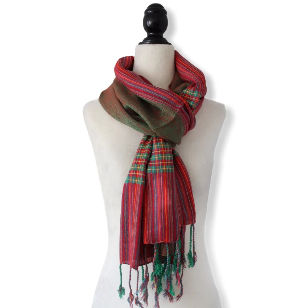 Striped-frame Handwoven Scarf