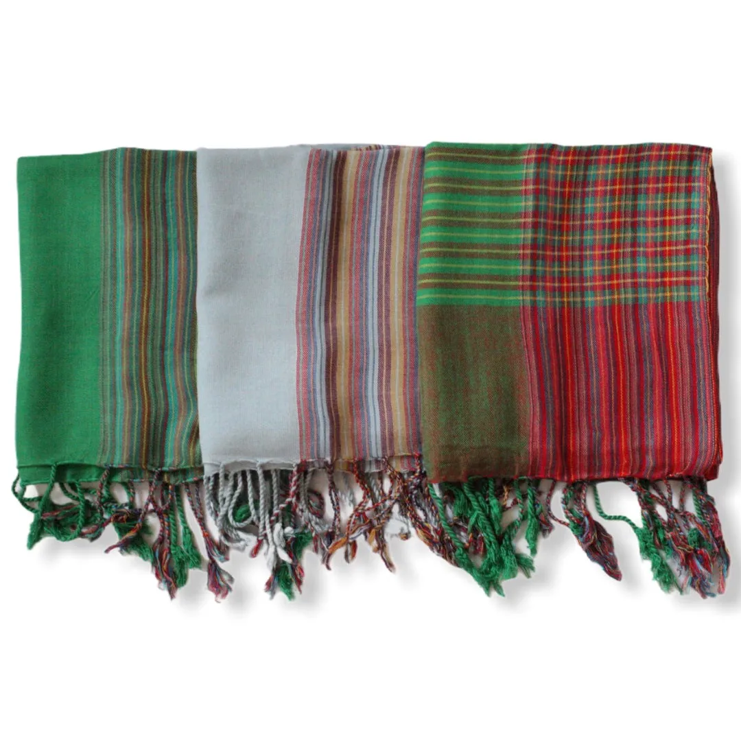 Striped-frame Handwoven Scarf