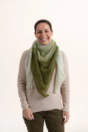 Super Fine Square Mohair Scarf - Green