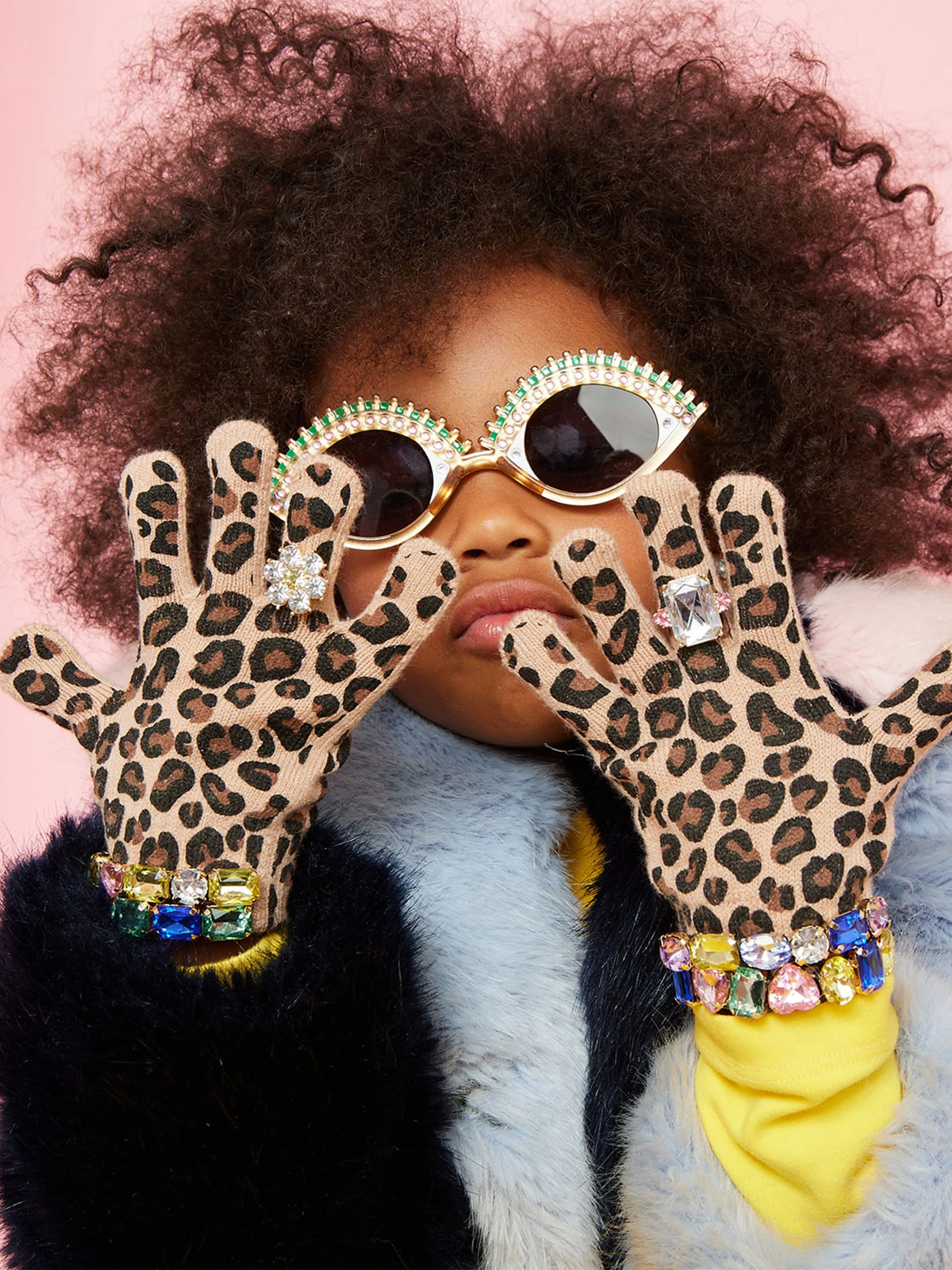 Super Smalls Girls Jungle Leopard Gloves in Multicolour