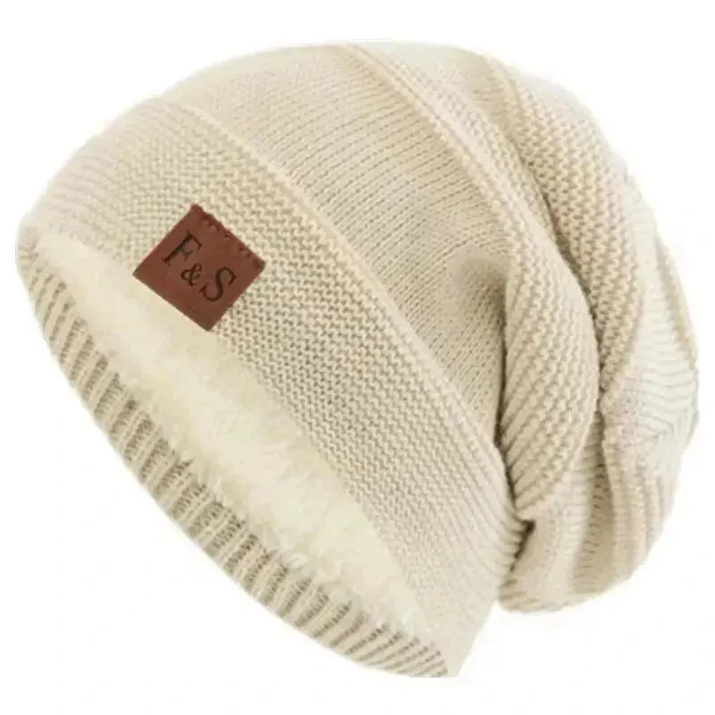 Unisex Winter Hats: Fur-Lined Knitted Beanie Caps for Men and Women