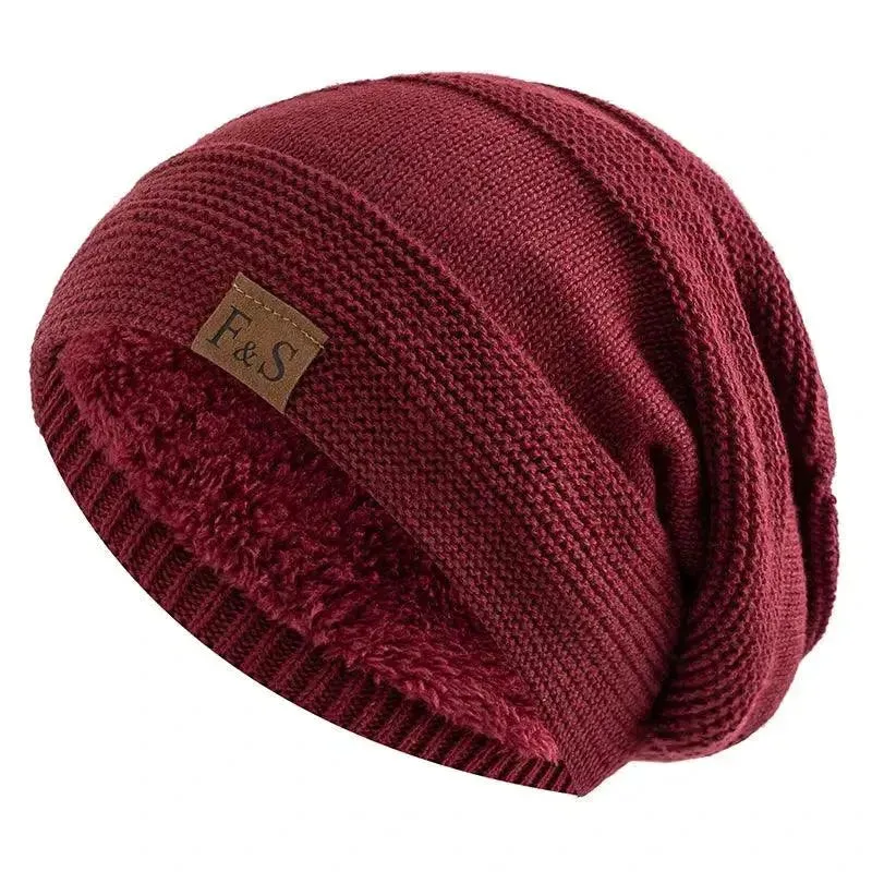 Unisex Winter Hats: Fur-Lined Knitted Beanie Caps for Men and Women