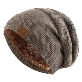 Unisex Winter Hats: Fur-Lined Knitted Beanie Caps for Men and Women