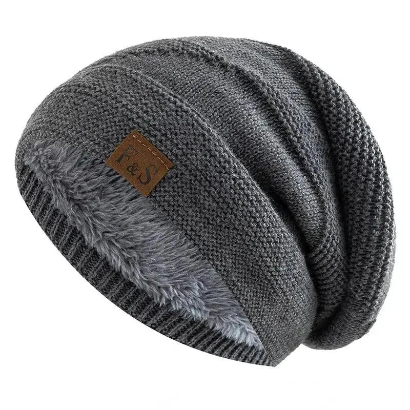 Unisex Winter Hats: Fur-Lined Knitted Beanie Caps for Men and Women