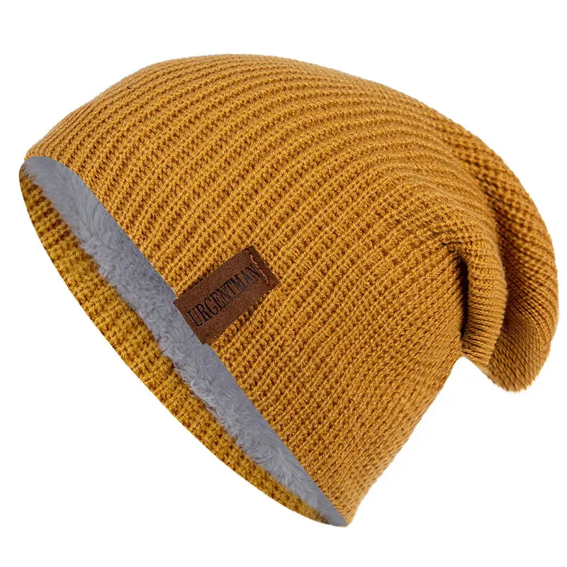 Warm Knitted Hat Fashion Solid Ski Bonnet Cap