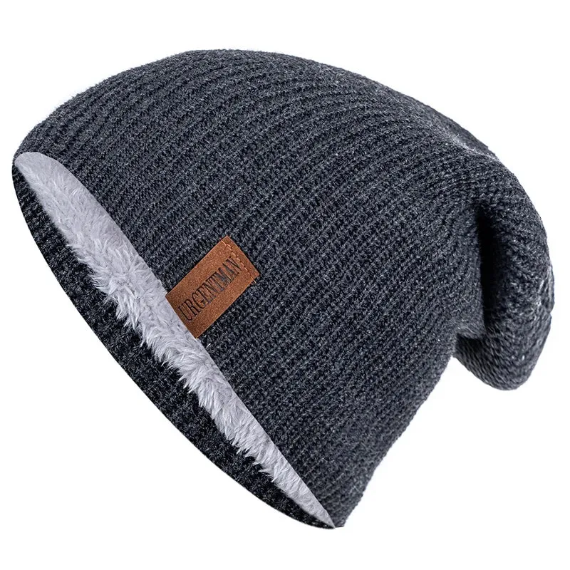 Warm Knitted Hat Fashion Solid Ski Bonnet Cap