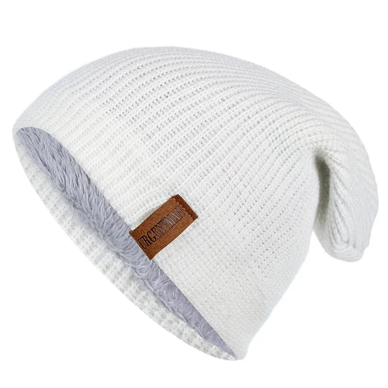 Warm Knitted Hat Fashion Solid Ski Bonnet Cap