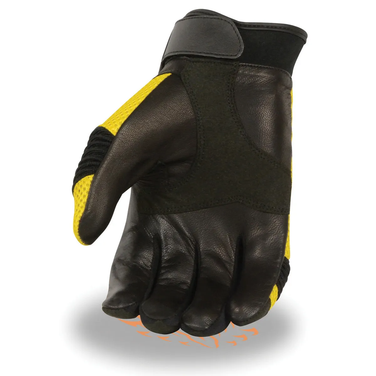 Xelement XG791 Men's Black and Yellow Mesh and Leather Racing Gloves